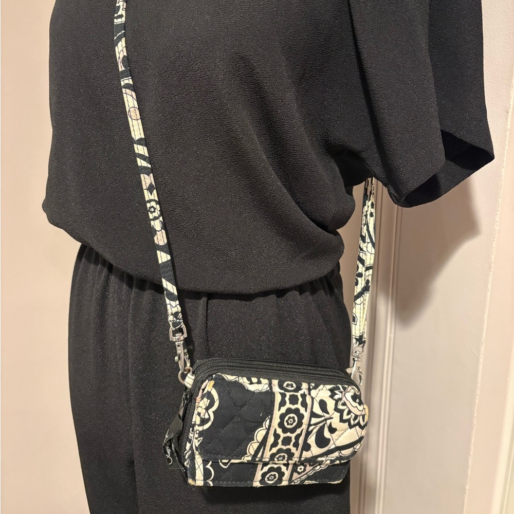 Vera Bradley Quilted Black & Ivory Crossbody Bag